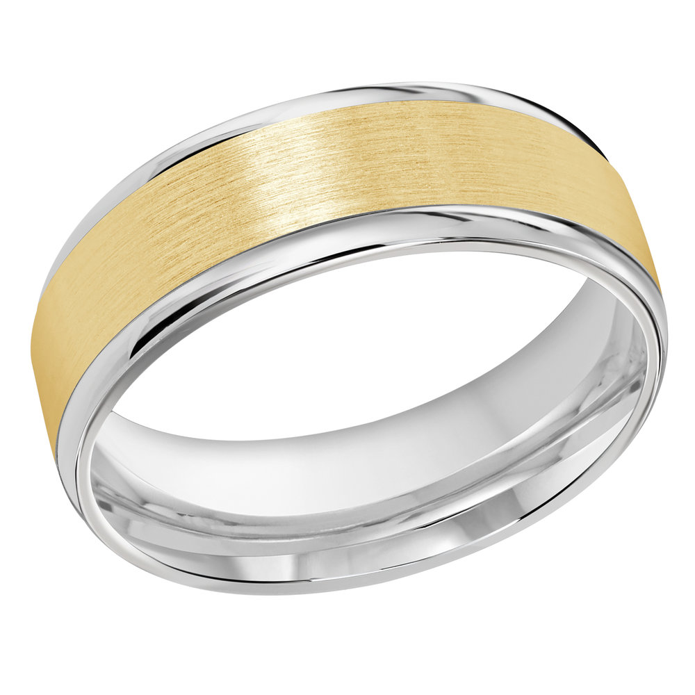 White/Yellow Gold Men's Ring Size 8mm (M3-010-8WY-01)