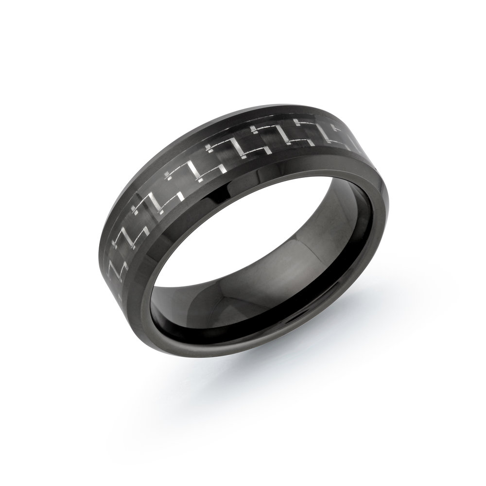 Black/White Tungsten Men's Ring Size 8mm (TG-014)