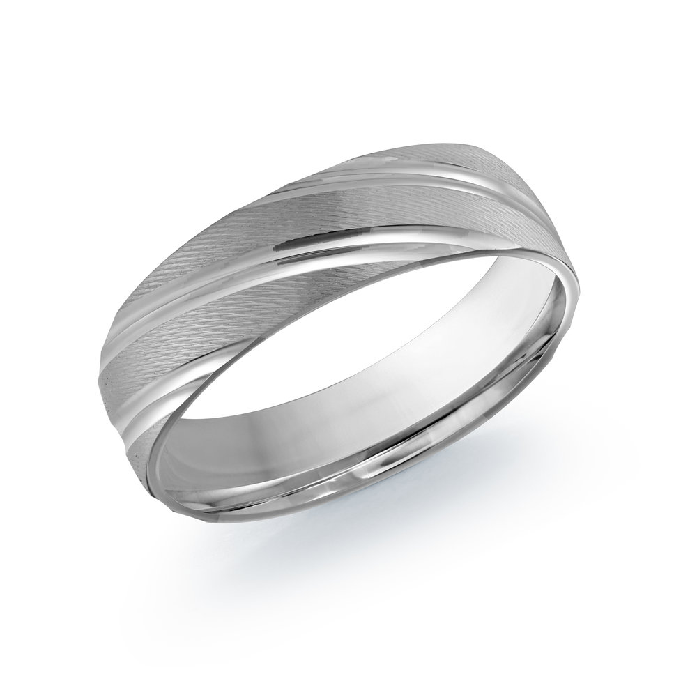 White Gold Men's Ring Size 6mm (LUX-012-6W)