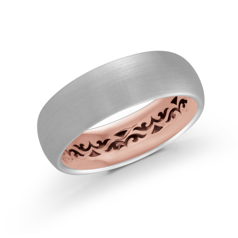 White/Pink Gold Men's Ring Size 7mm (FJM-007-7WZP)