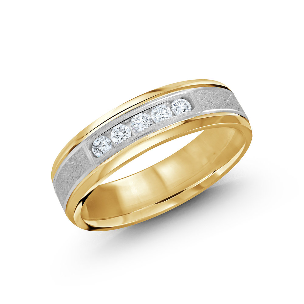 Yellow/White Gold Men's Ring Size 6mm (JMD-470-6YW25)