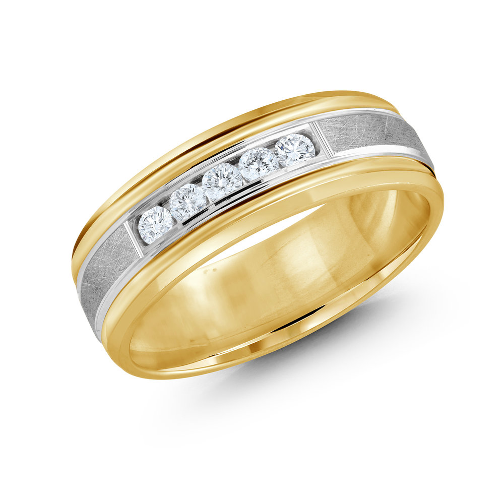 Yellow/White Gold Men's Ring Size 7mm (JMD-471-7YW25)