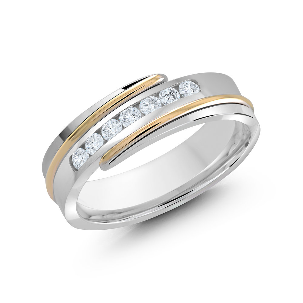 White/Yellow Gold Men's Ring Size 7mm (JMD-634-7WY25)