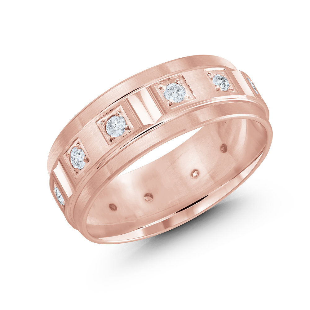 Pink Gold Men's Ring Size 8mm (JMD-826-8P50)
