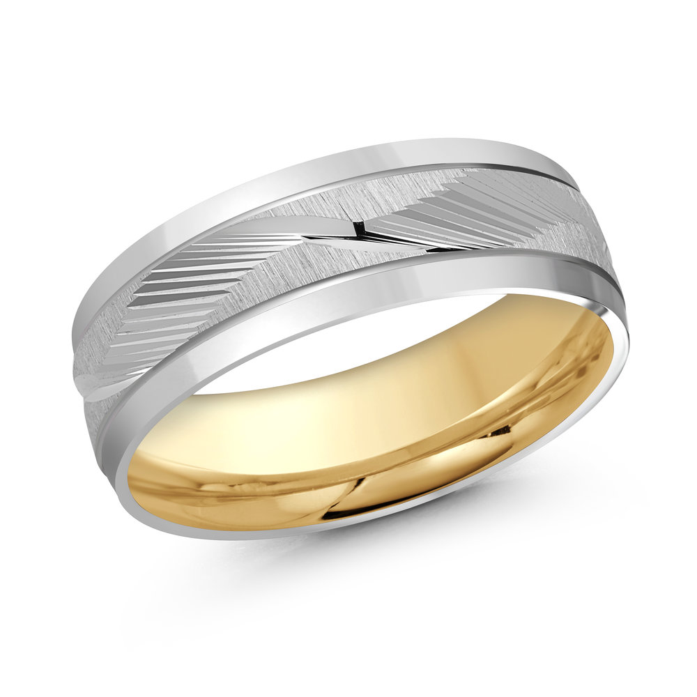 White/Yellow Gold Men's Ring Size 7mm (LUX-166-7WZY)