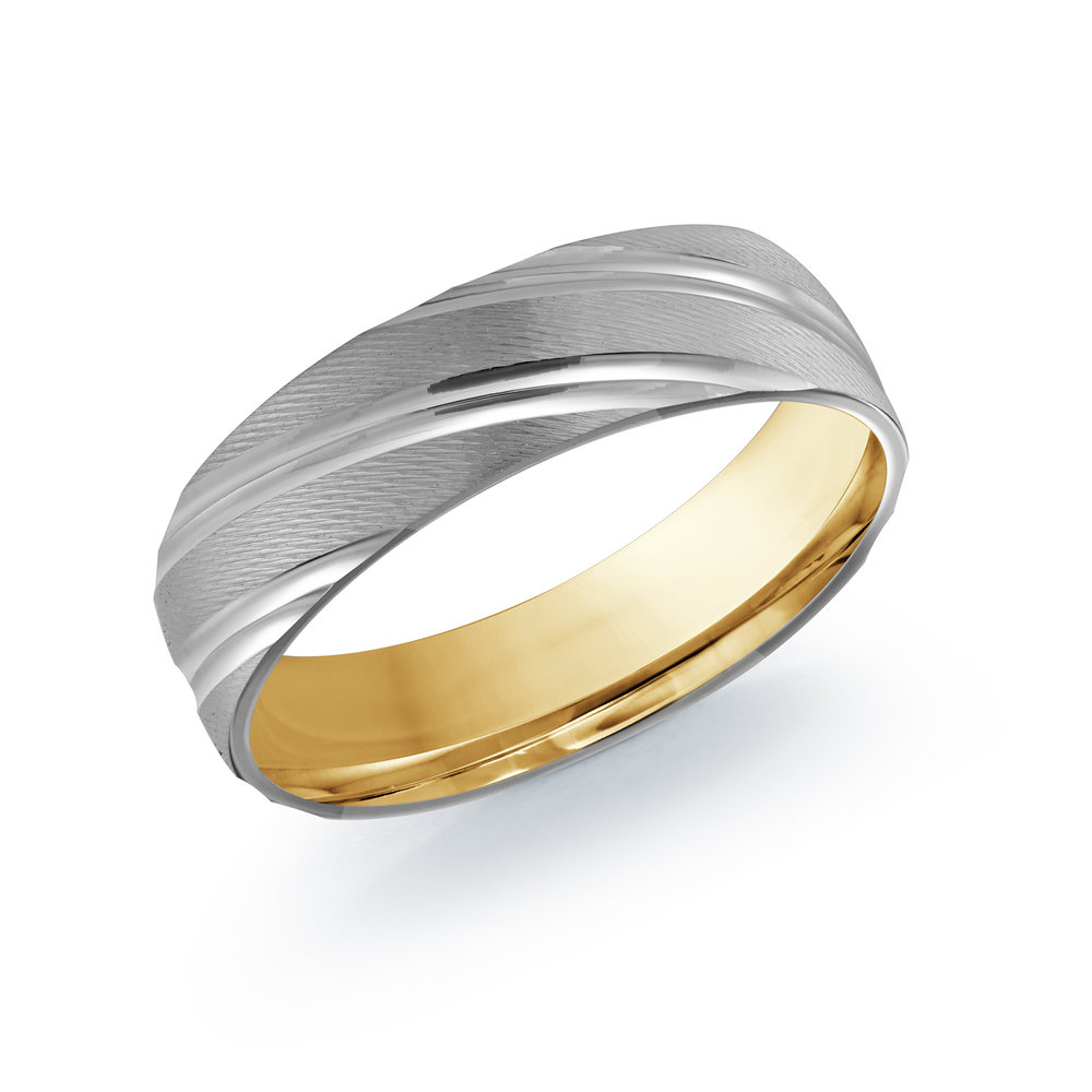White/Yellow Gold Men's Ring Size 6mm (LUX-012-6WZY)