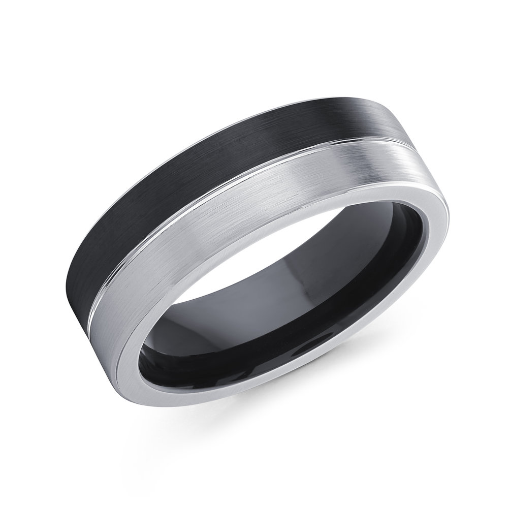 Black/White Cobalt Men's Ring Size 7mm (CB-507)