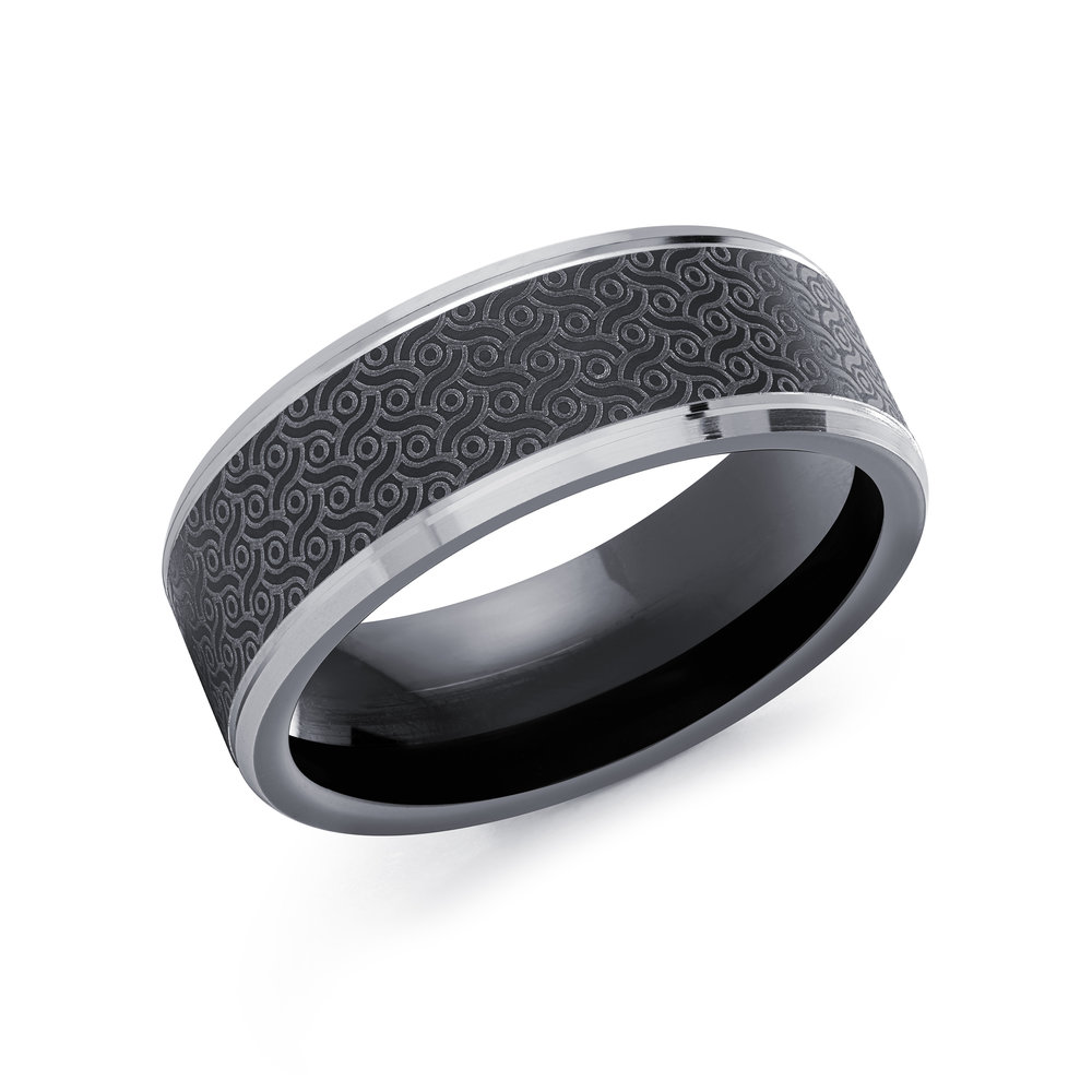 White/Black Cobalt Men's Ring Size 8mm (CB-514)